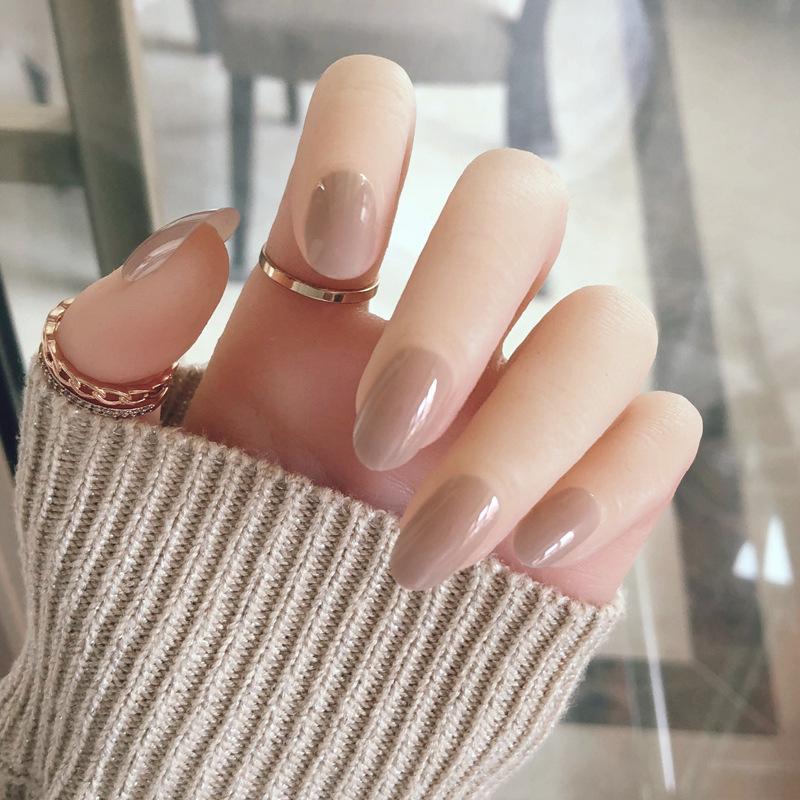 Bộ 24 móng tay giả xám nhọn (kèm keo)