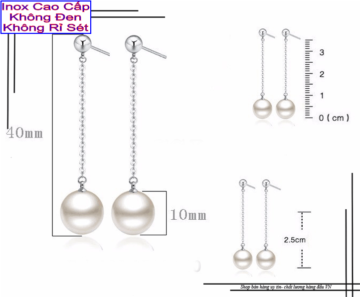 Earrings women stainless steel đẹp that cheap style dangling pearl and bi-commitment 1 Đổi 1 if Hoen, rust
