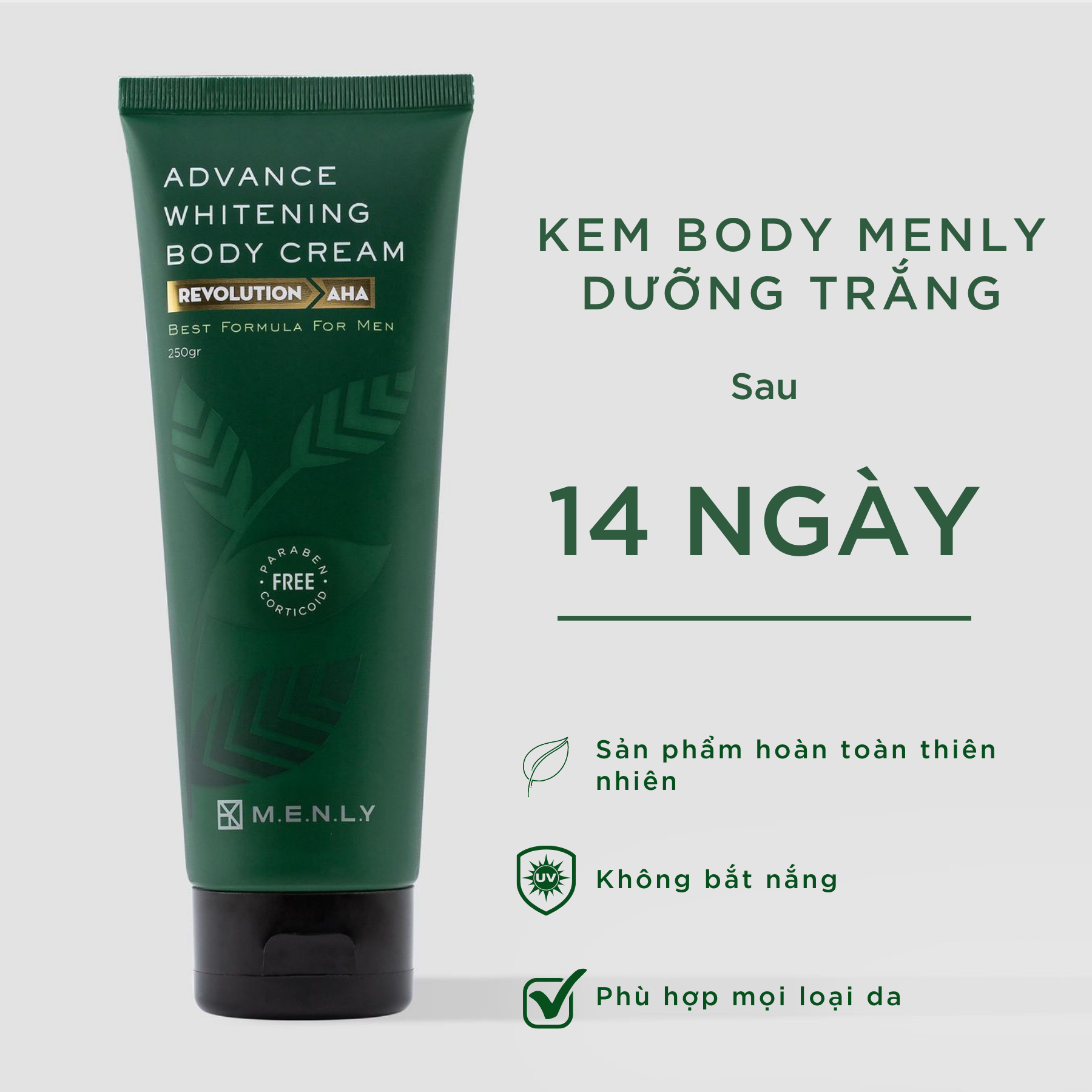 Kem dưỡng trắng da Body cho nam Menly 250gr