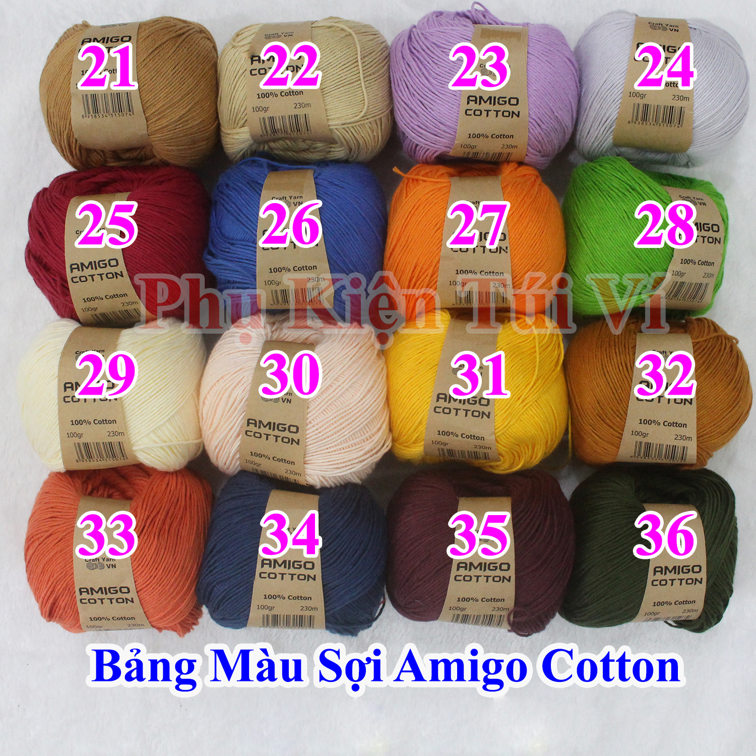Sợi Amigo 100% Cotton 56k/c (Màu 1- 36)