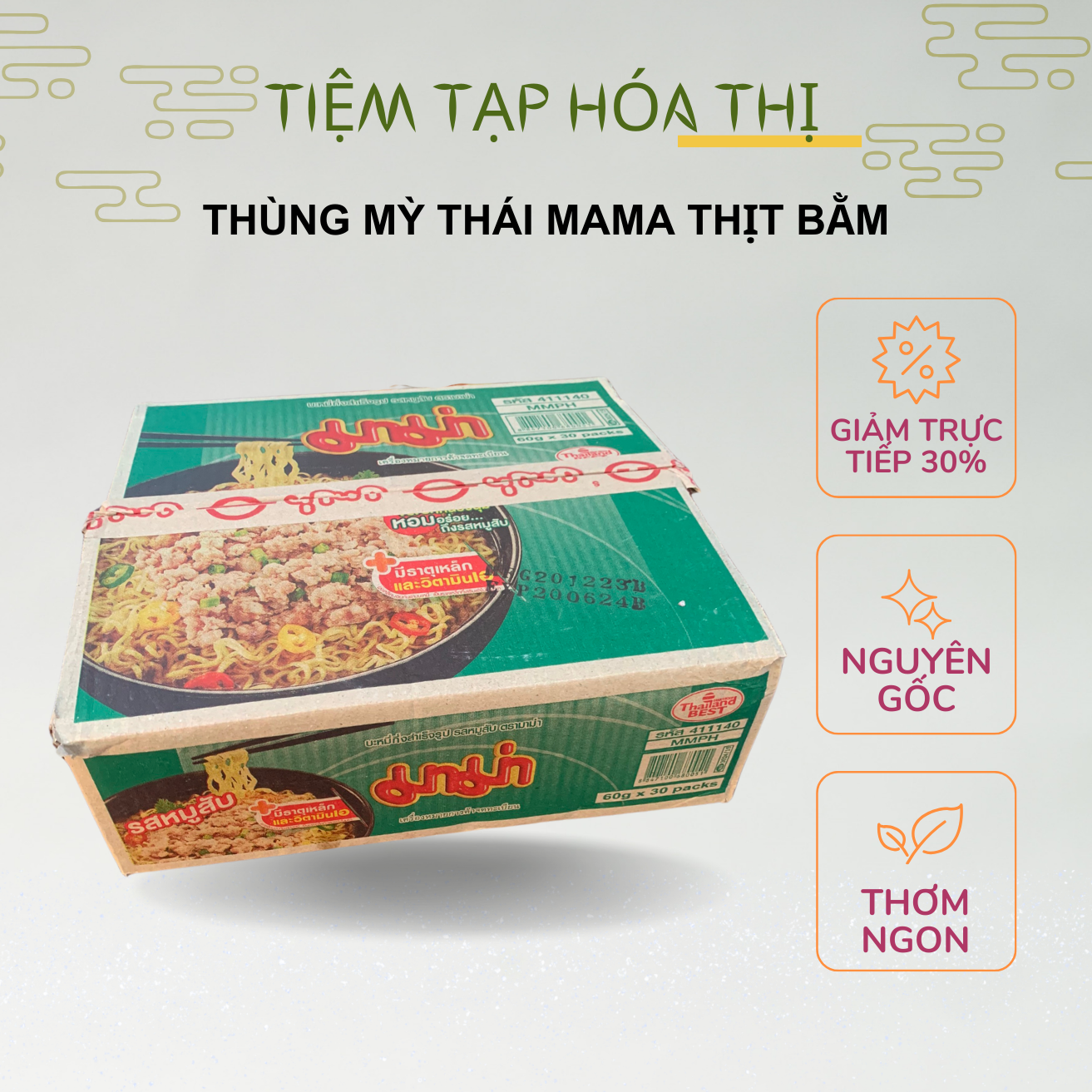 Thùng 30 gói mì thái lan mama thịt bằm
