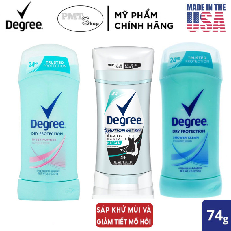 [USA] 1 chai Lăn sáp khử mùi nữ Degree Women 74g Shower Clean | Sheer Powder | Pure Rain | Fresh - Mỹ