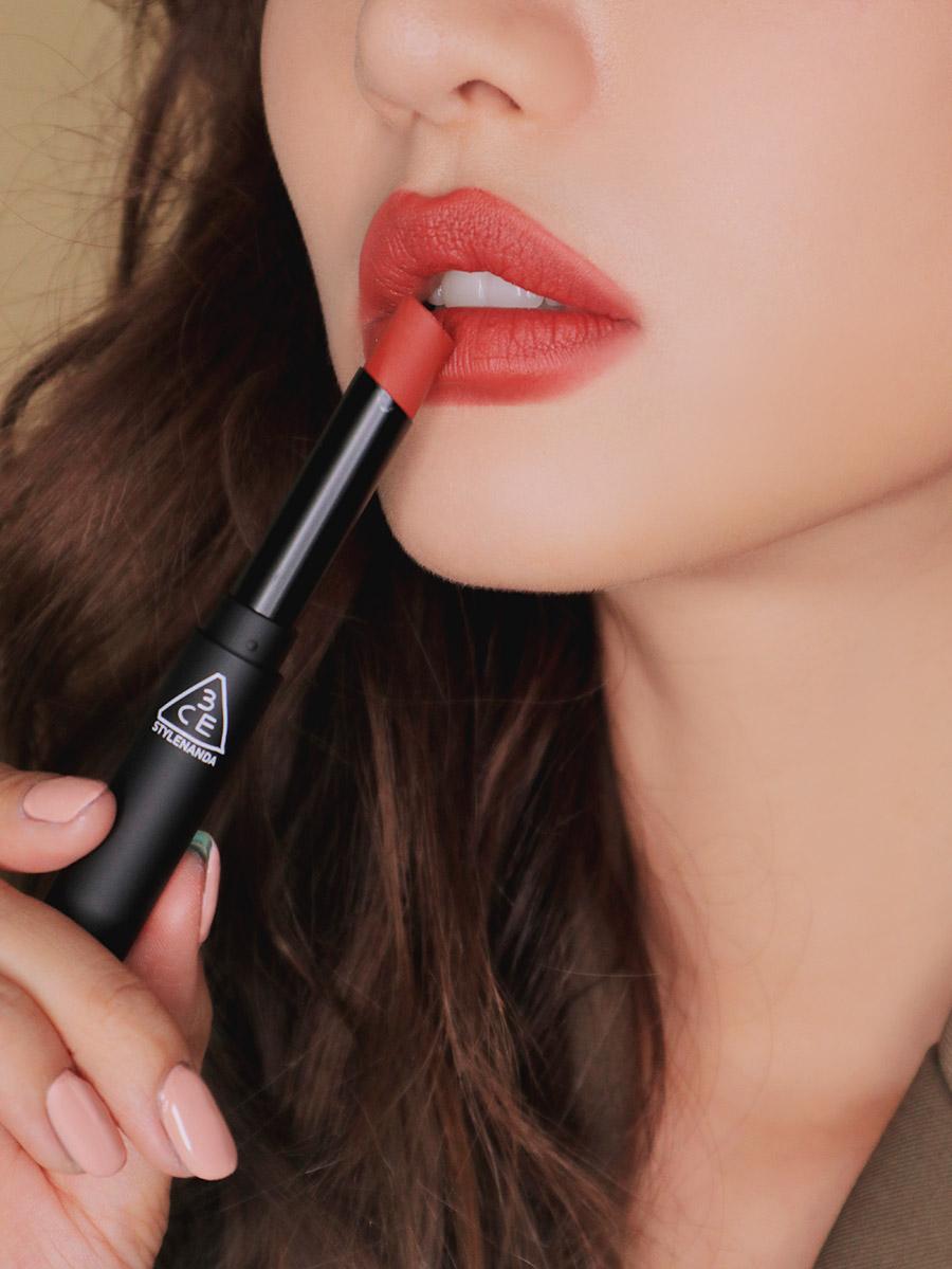 [HCM]Son Thỏi Lì 3CE Slim Velvet Lip #Fluffy Red –Đỏ đất - Hàn Quốc