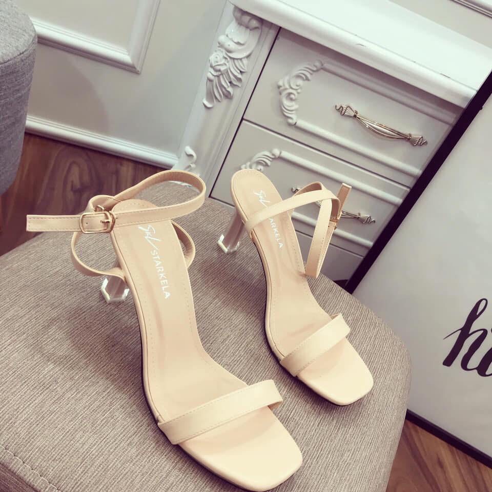 Sandal quai mảnh gót trụ Full màu