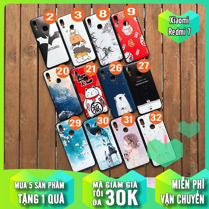 [12 MẪU] Ốp lưng cho Xiaomi Redmi 7 Hình 3D (H) kèm iRing + dây đeo - Nhựa TPU dẻo
