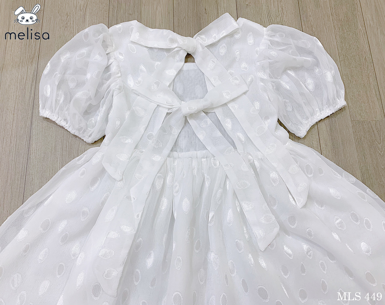Đầm MLS 449 voan trắng xinh xắn cho bé- đầm thiết kế bé gái- Kawaii bebe