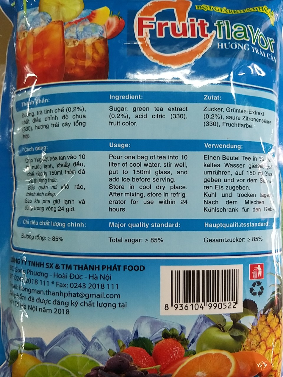 Gói 1kg bột pha trà chanh hòa tan