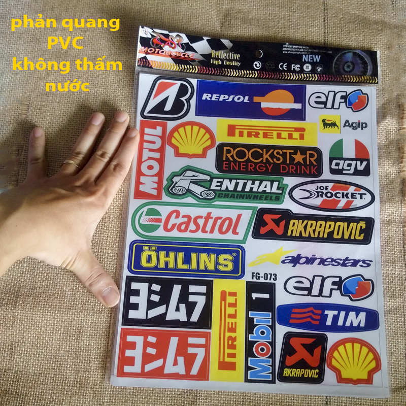 Bộ Tem dán xe Decal Nhiệt Phản Quang sắc nét, Chống thấm