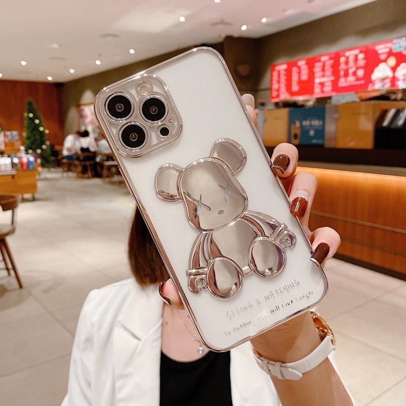 Ốp Silicon Gấu Bear Brick trong suốt ip13/ ip13pro/ ip13pro max