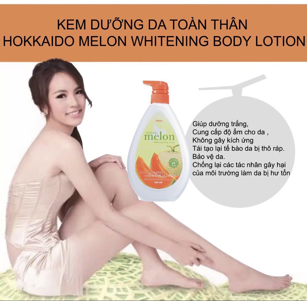 [HCM]Sữa dưỡng thể trắng da  Mistine Hokkaido Melon -500ml