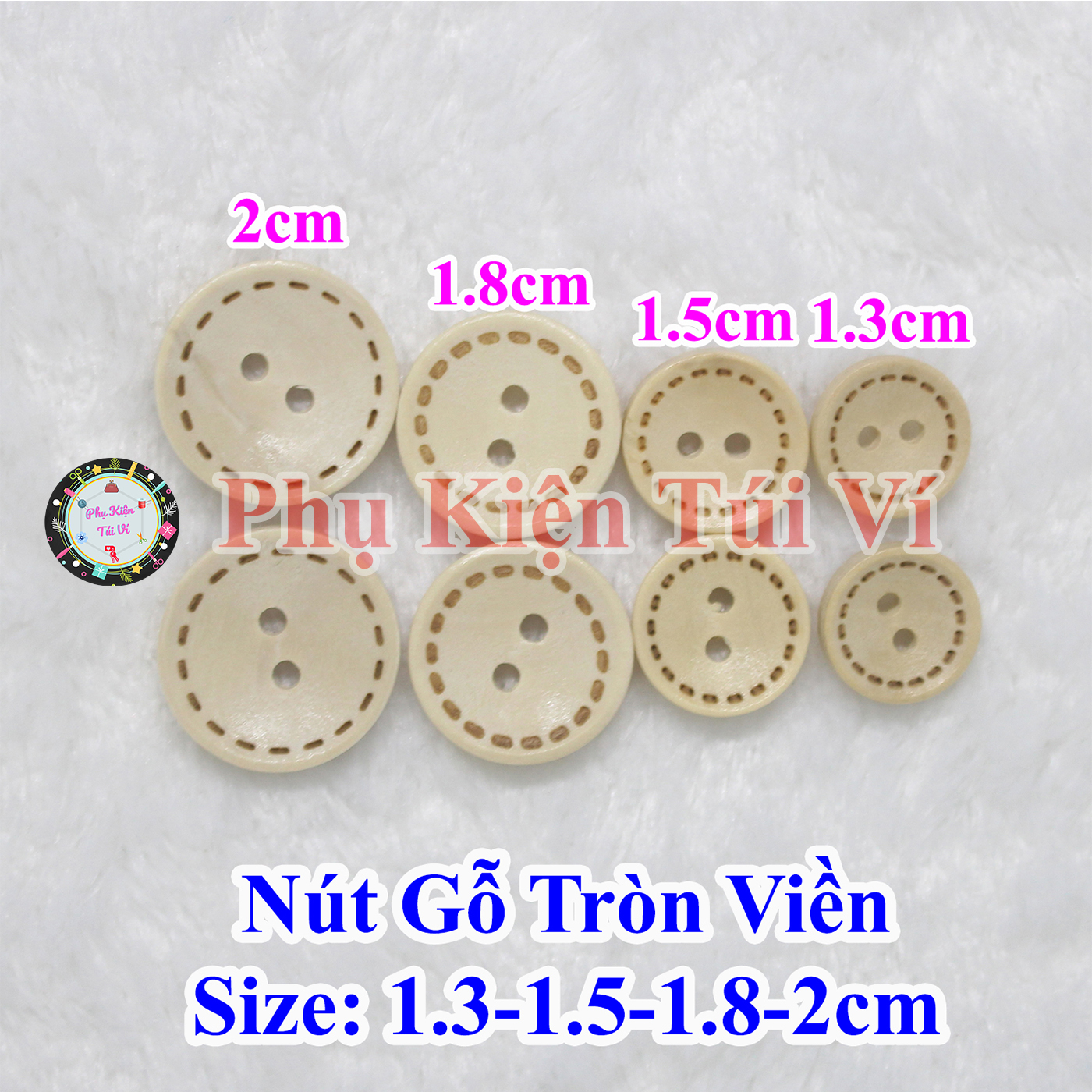 Nút gỗ tròn viền nâu kem (10 cái)