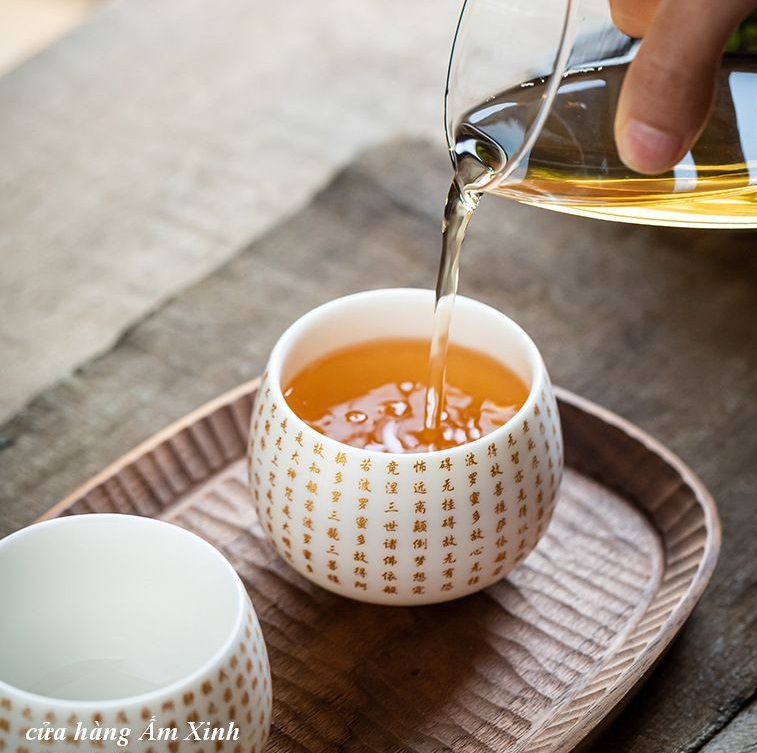 Chén Sứ Cảnh Đức Vẽ Tay, sứ thấu quang (chén chủ 170 ml)