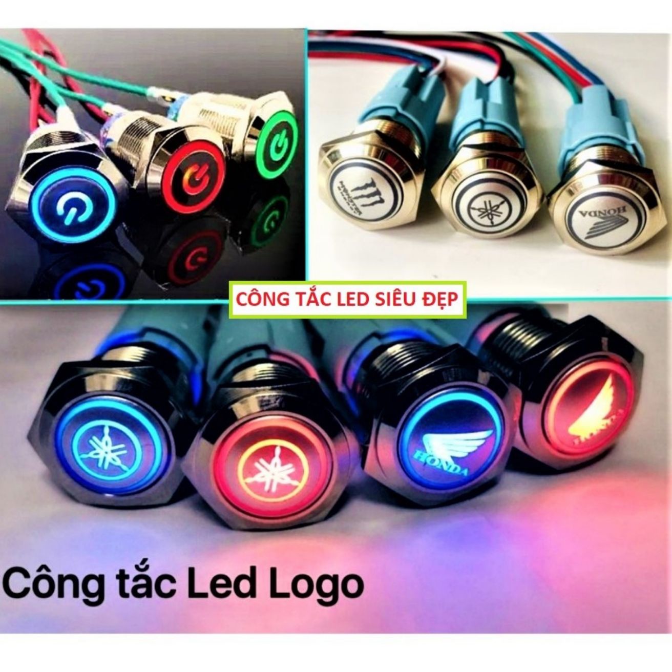 1 CÔNG TẮC BẬT TẮT ĐÈN CÓ ĐÈN LED LOGO SIÊU ĐẸP ĐỒ CHƠI XE MÁY