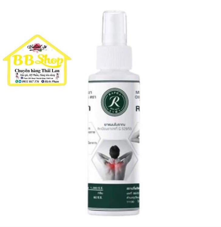 Dầu xịt xoa bóp, đau nhức thảo dược rapha thái lan 100ml