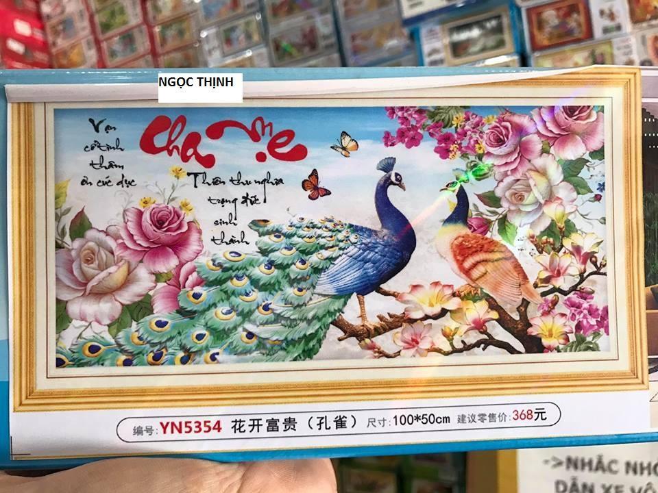Tranh đính đá cha mẹ cao cấp-yn5354-100x50 có hình thành phẩm cho khách kham khảo