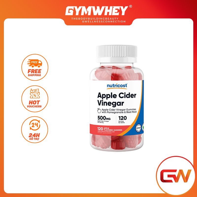Nutricost apple cider vinegar 500mg 120 viên mềm hỗ trợ quá trình giảm cân, cải thiện quá trình tiêu hóa