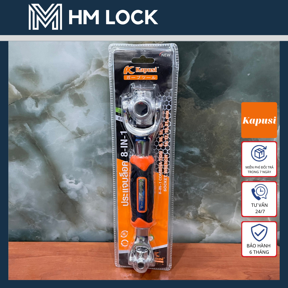 Cờ lê đa năng kapusi 8in1 - cần mở tuýp chuyên dụng - thép vanadium siêu cứng, không gỉ cao cấp - hm lock