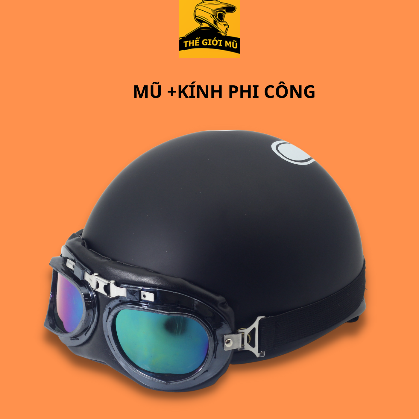 Mũ bảo hiểm nửa đầu thỏ đen có kèm kính siêu cute, bảo hành 12 tháng, nhẹ nhàng cho nam nữ