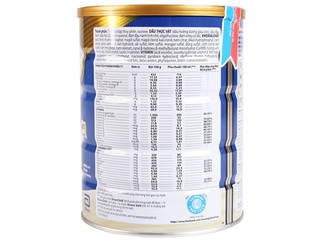 combo 2 lon Sữa bột Ensure Gold vani 850g (hsd 2024)
