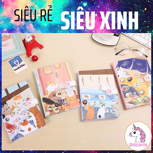 Sổ tay cat eating - sổ kẻ ngang và trơn  ( a5 )