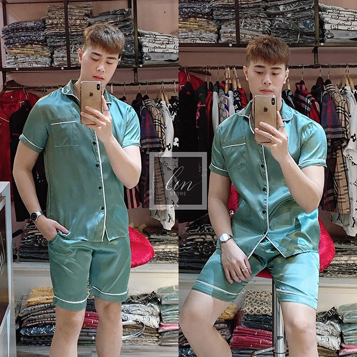 Bộ Đồ Pijama Cộc Tay Chất Lụa Satin Cao Cấp Nhiều Màu
