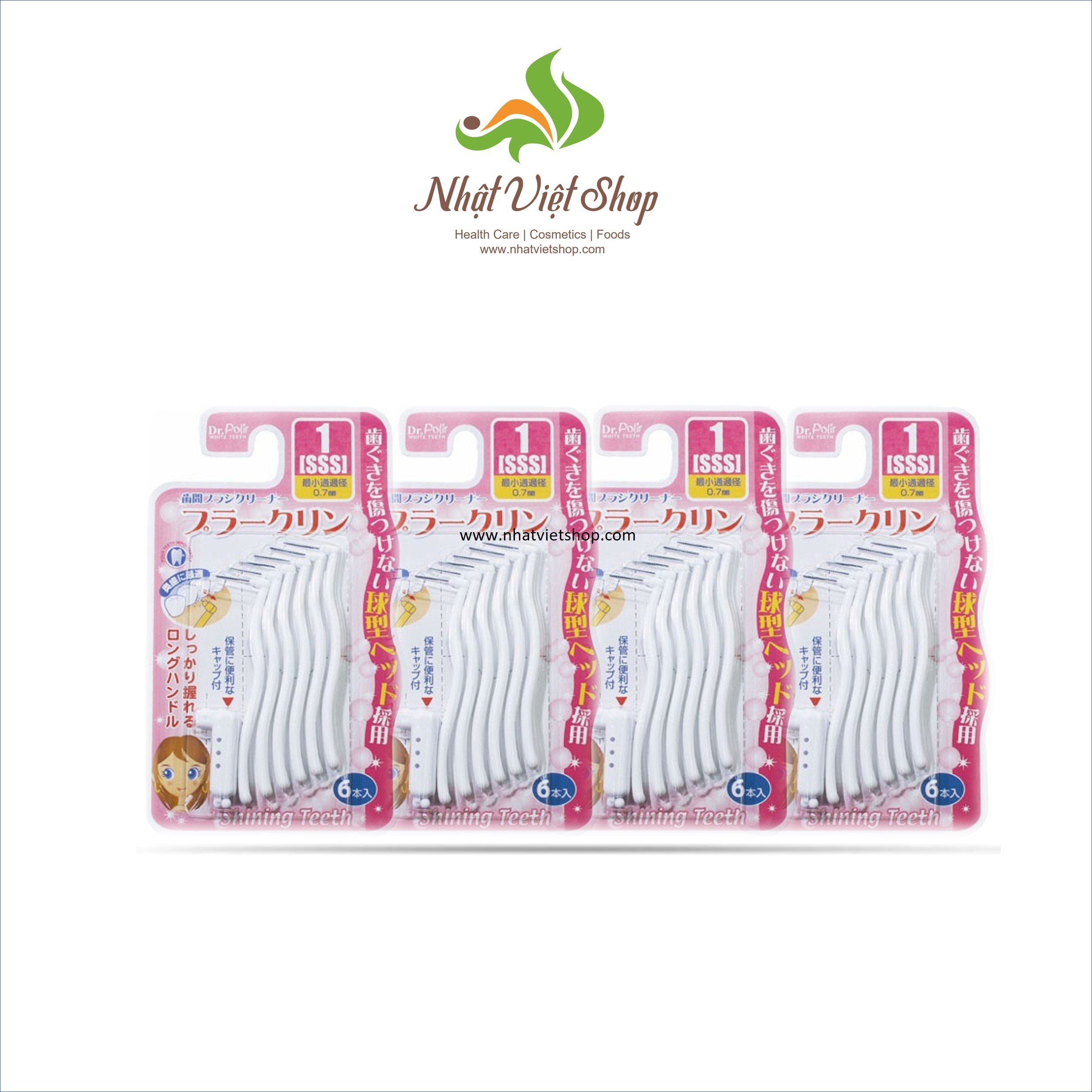 Combo 3 vỉ bàn chải kẽ răng dạng l dr.polir size sss 0.7mm