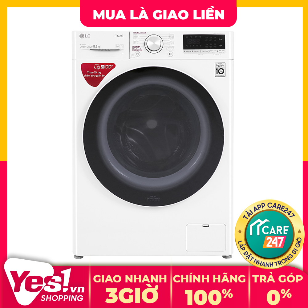 Máy giặt LG Inverter 8.5 kg FV1408S4W - Bảo hành chính hãng - Voucher 10% tối đa 400K