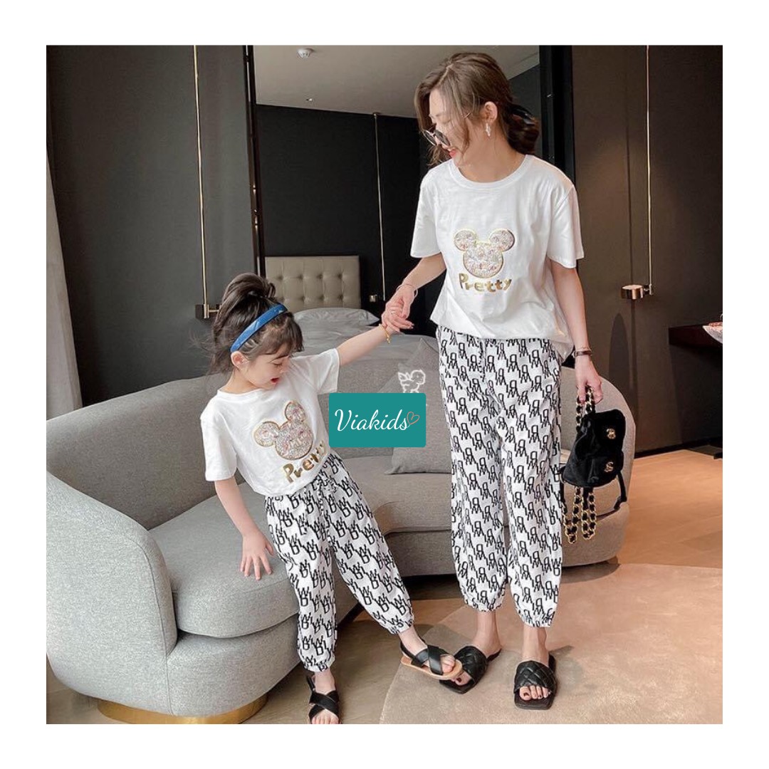 Quần thể thao jogger bé gái học nhảy thun cotton co dãn cho bé 3 tuổi đến 12 tuổi