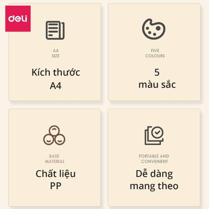 Túi file đựng tài liệu A4 Deli nhiều màu, my clear bag bìa đựng tài liệu văn phòng lưu trữ hồ sơ giấy tờ PP301 - Hình ảnh 3