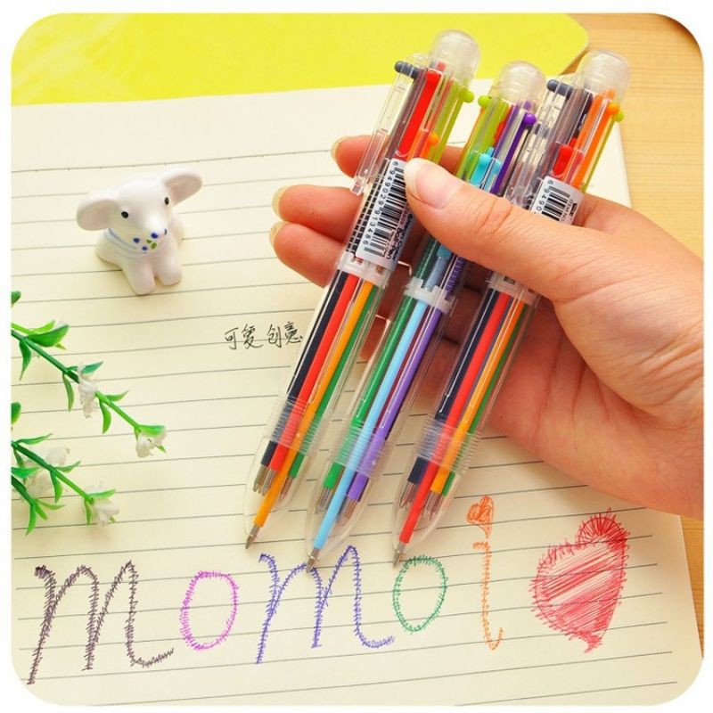 [HCM]Bút bi bấm 6 màu nhiều ruột