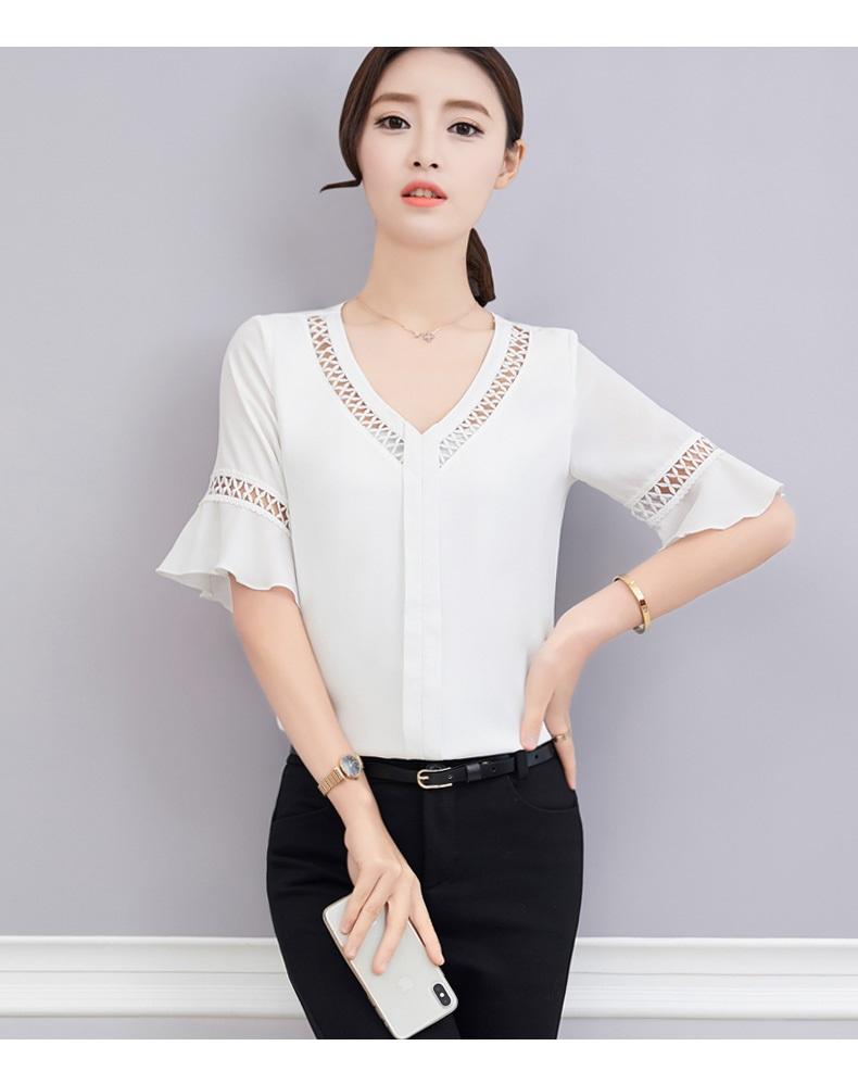 [HCM]Áo Kiểu Tay Loe Cổ Tim Phối Ren