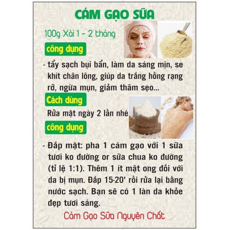 Bột Cám Gạo 100g - Hàng sạch thơm nguyên chất - Thảo Dược Tấn Phát