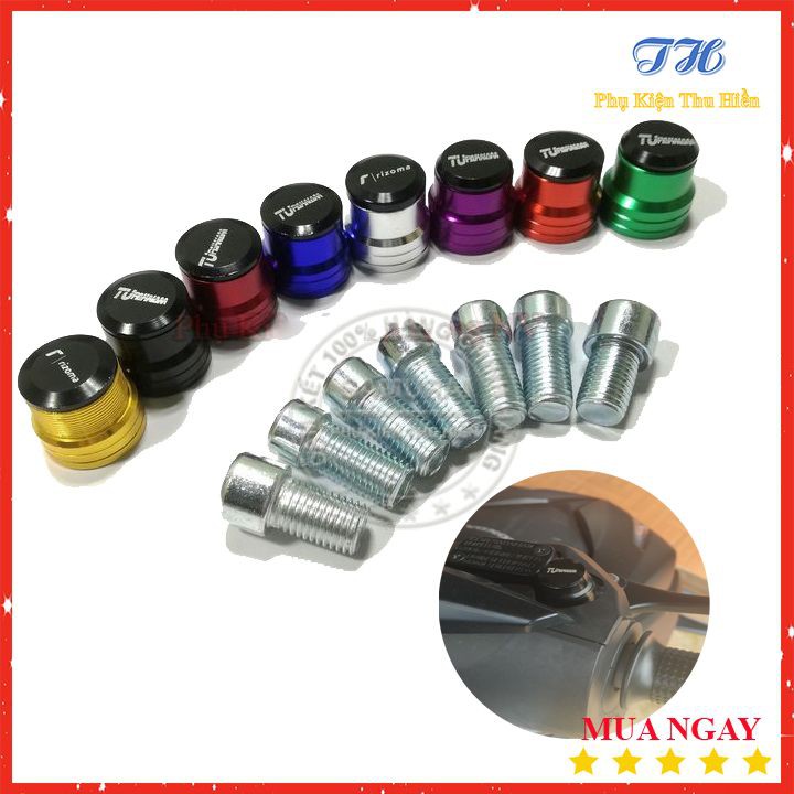 Ốc kiểu chụp chân kính xe máy nhôm cnc nhiều màu