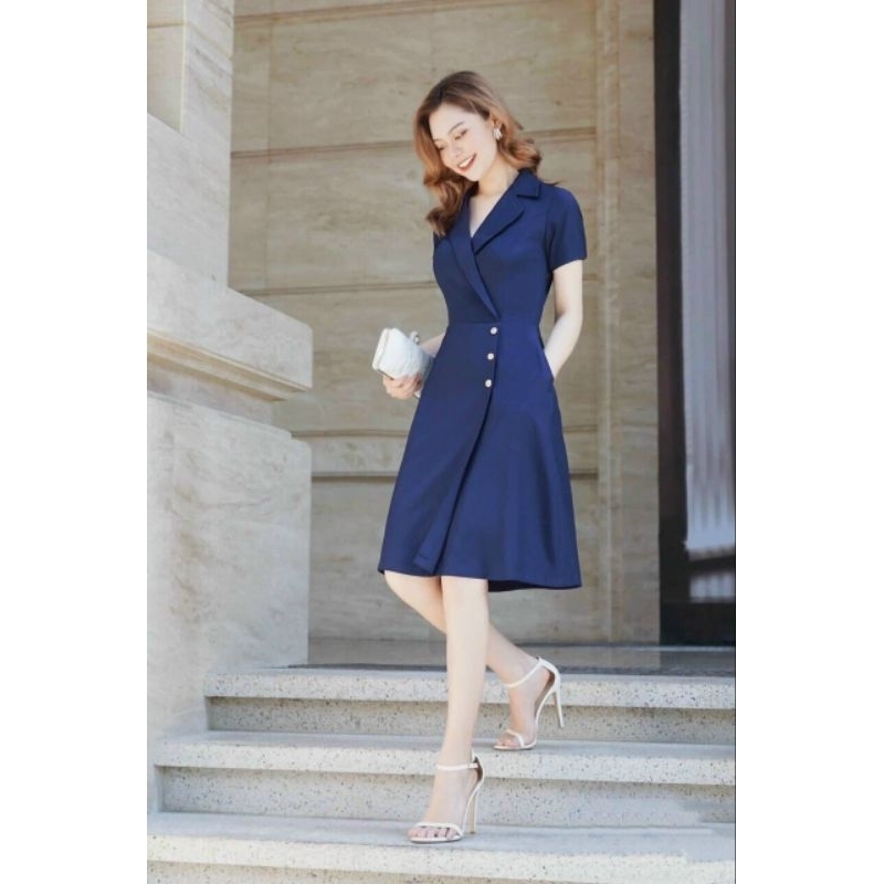 Đầm cổ vest công sở fullsize