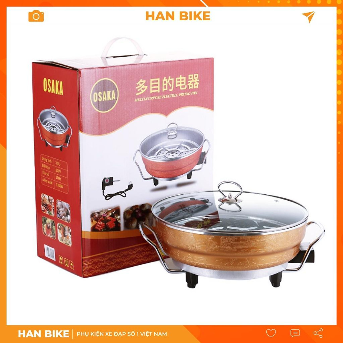 Chảo lẩu điện đa năng Osaka 7903S (Nâu)