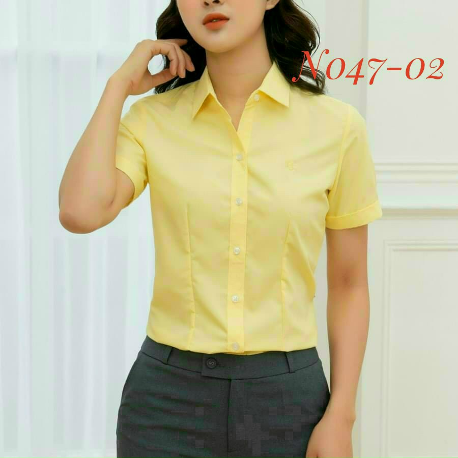 Áo sơ mi Thái Hoà 047-02-01 vải mềm màu vàng tươi trẻ
