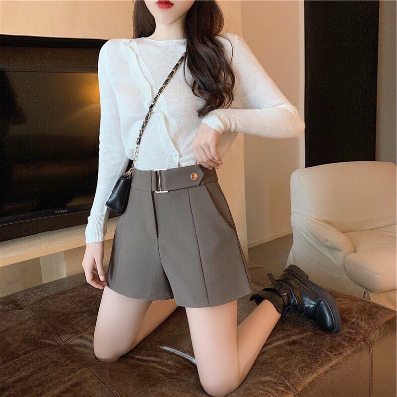 Quần short cạp cao đai có cúc bấm-mã 069
