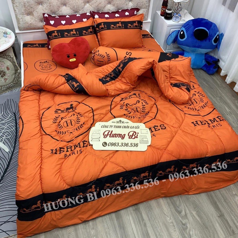 Trọn bộ chăn ga gối chần phao 5 món - hm cam