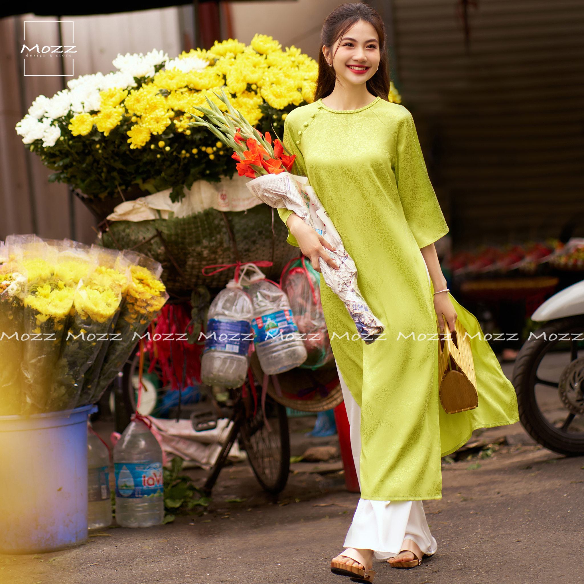 Mozz-Áo dài Thanh Mai xanh cốm