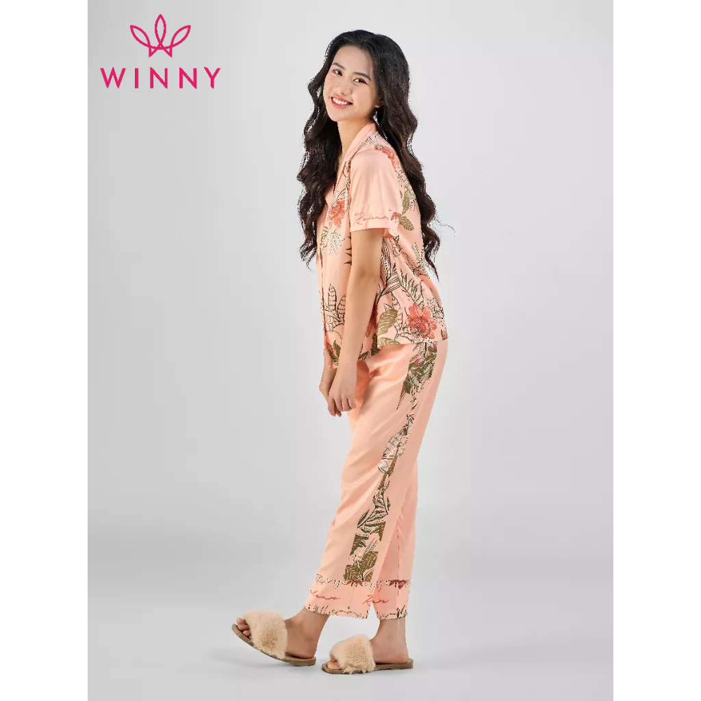 WINNY - Bộ đồ lụa cộc tay quần dài mặc nhà 1MNSA23130D