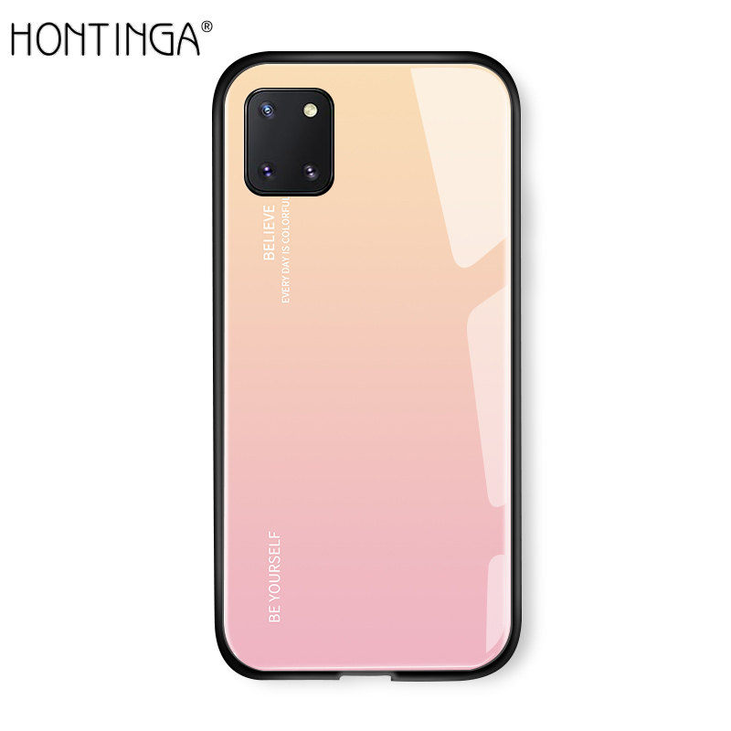 Honinga Ốp Cho Samsung Galaxy Note 10 Lite Vỏ Cầu Vồng Aurora Sang Trọng, Dòng Gradient Ốp Điện Thoại, Ốp Lưng Điện Thoại Mặt Kính Cường Lực Chống Sốc