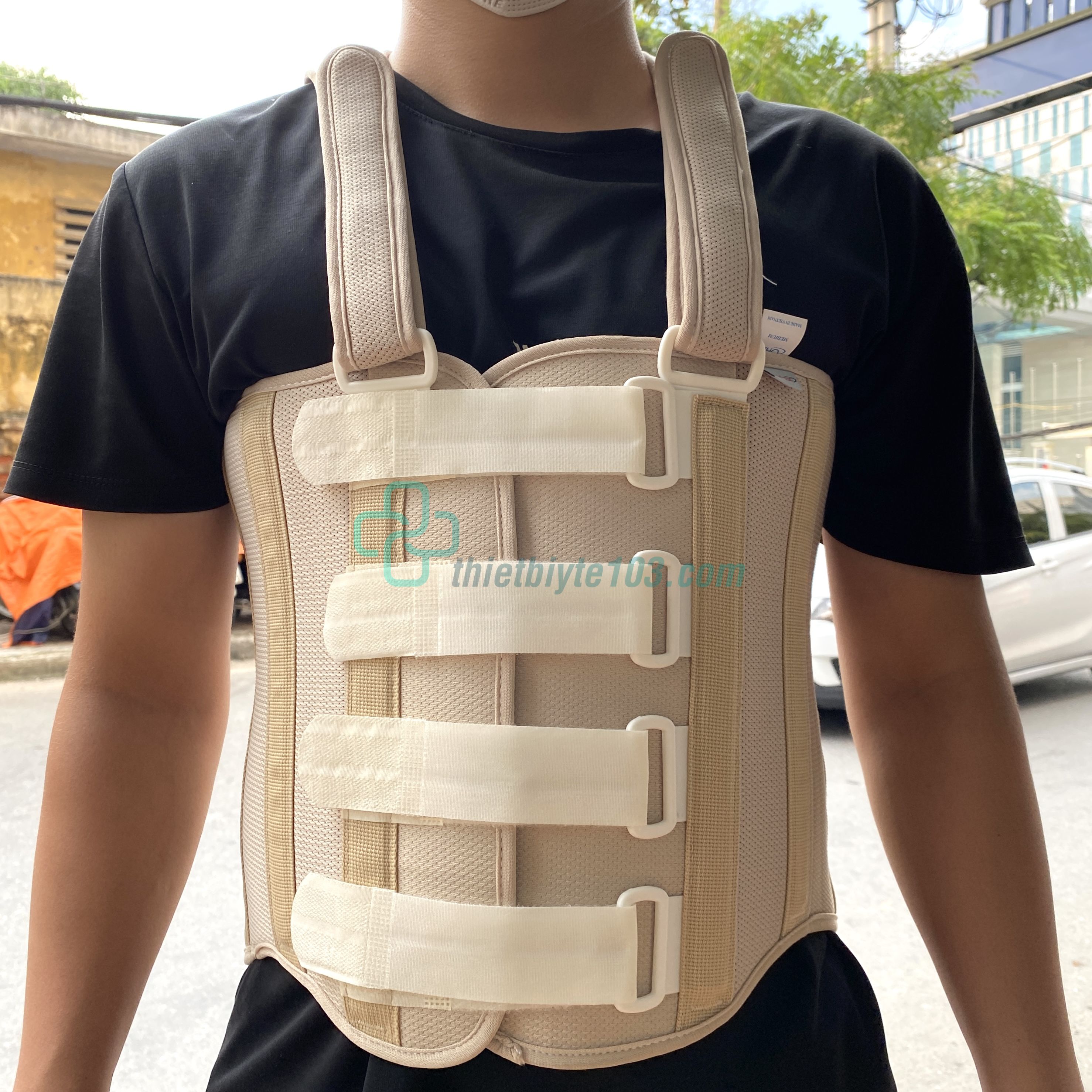Áo cố định cột sống chính hãng orbe - áo hỗ trợ nâng đỡ, cố định tạm thời cột sống lưng, thắt lưng