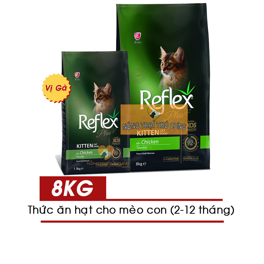 Thức ăn hạt cho mèo con reflex plus kitten vị gà 8kg -
