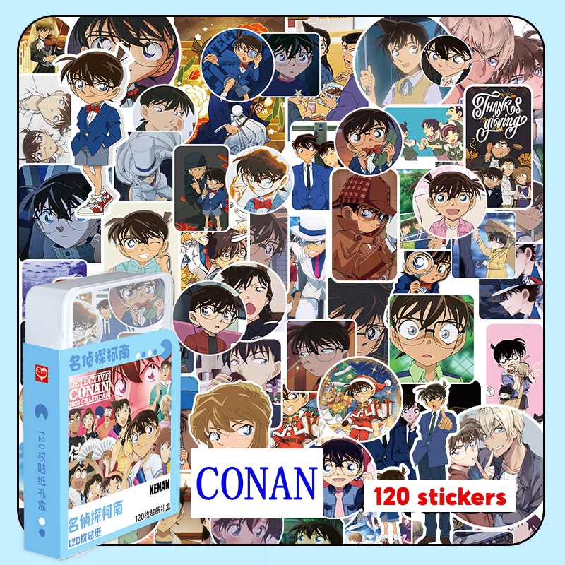 Hộp nhựa 120 miếng hình dán Sticker CONAN - Hình dán Conan / Thám tử lừng danh conan