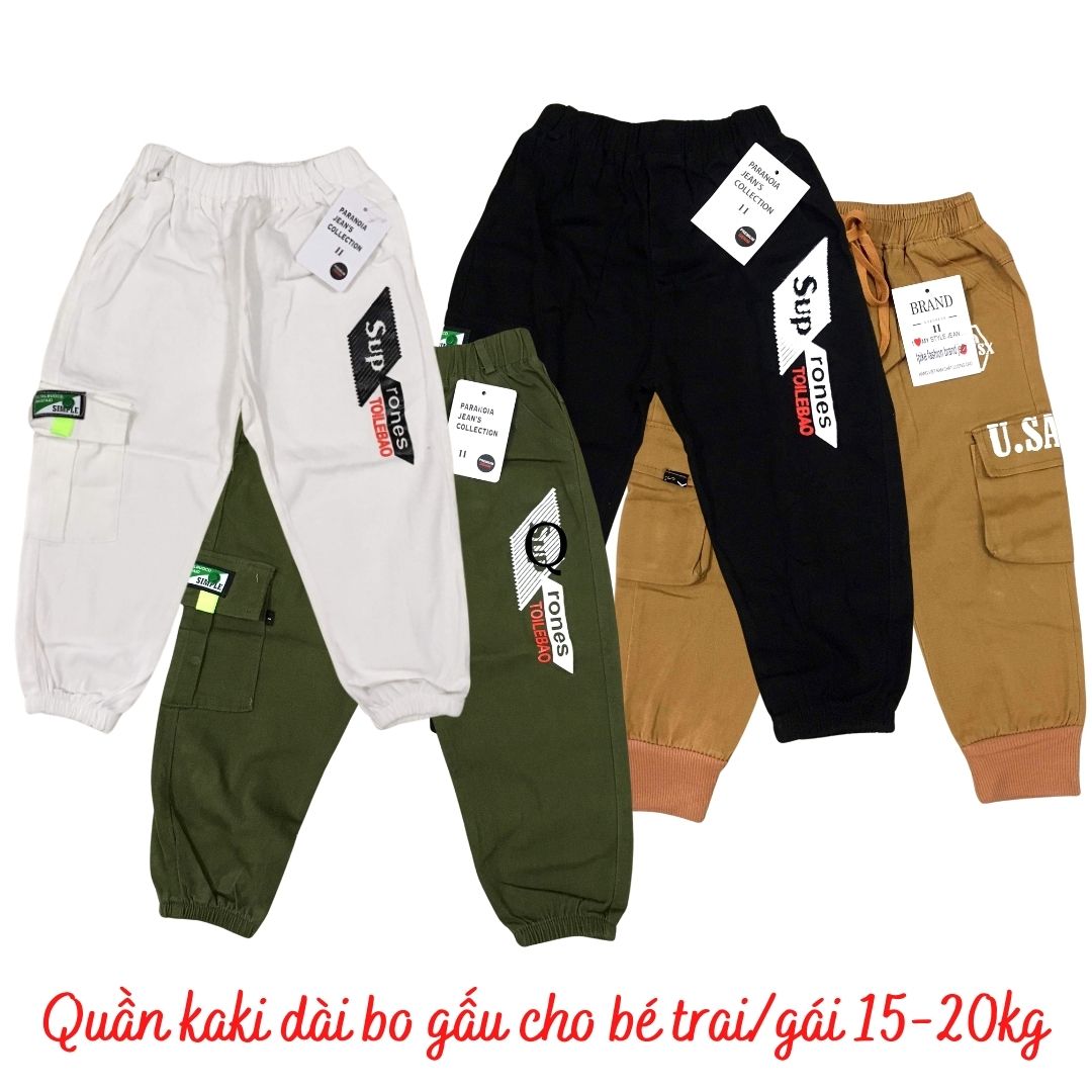 [Hoàn tiền 6%] Quần kaki túi hộp hot trend cho bé trai 12-20kg