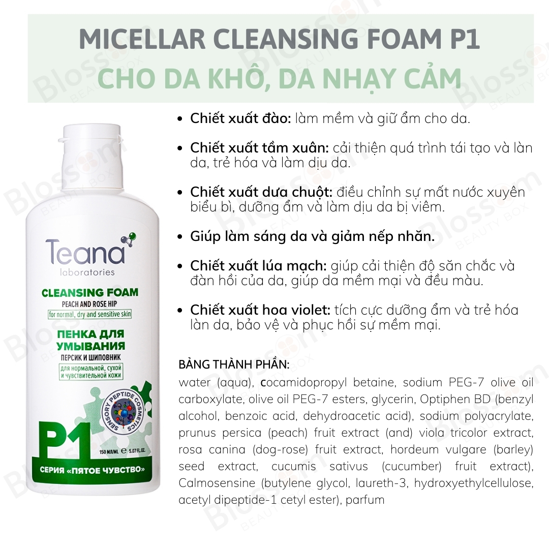 [Mẫu mới] Sữa rửa mặt Foam P1, P2 Teana