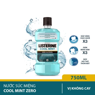Nước Súc Miệng Listerine Cool Mint Zero 250/500/750ml - Giúp Hơi Thở Thơm Mát