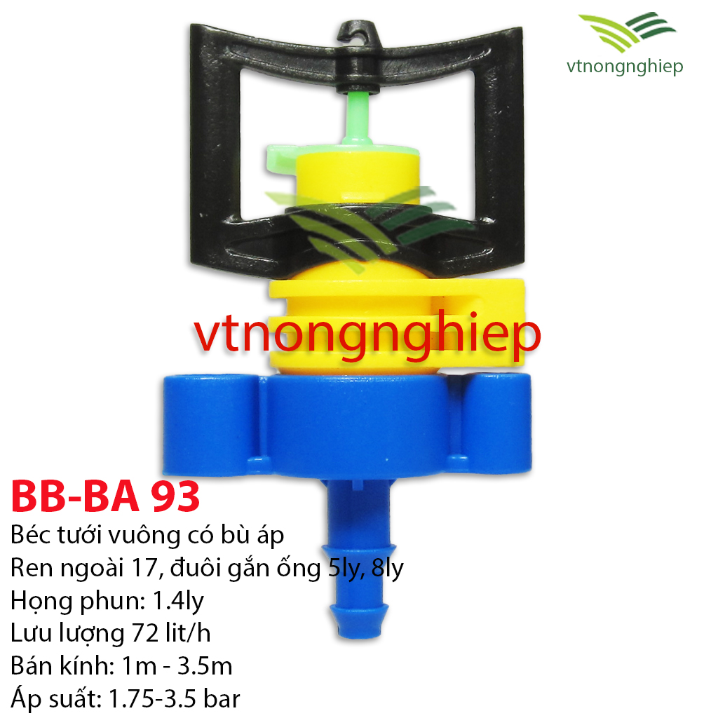 10 béc tưới cây bù áp BB-BA 93 ren ngoài 17 gắn thêm đuôi nối ống 5ly, 8ly, béc tưới gốc cây - vtnongnghiep
