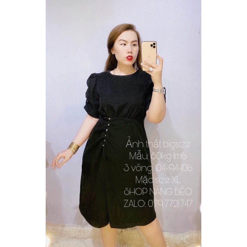 (ĐẦM BIGSIZE SIZE 50KG ĐẾN 90KG) đầm rút eo chất nhung cổ tròn đi tiệc