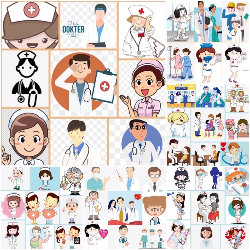 Sticker chủ đề bác sĩ Doctor 30-60 cái ép lụa khác nhau / hình dán Bác sĩ